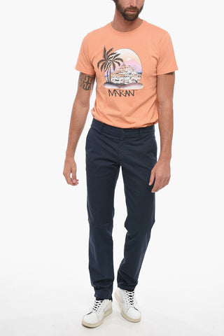 GIORGIO Pantaloni Chino in Cotone con Passanti