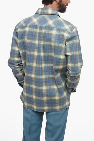 Leather Overshirt with Check Print