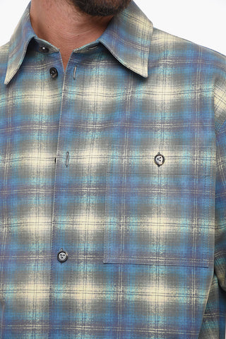 Leather Overshirt with Check Print