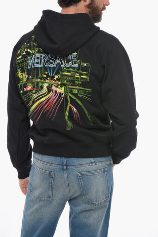 Front Zipped Cotton Hoodie with Embroidery