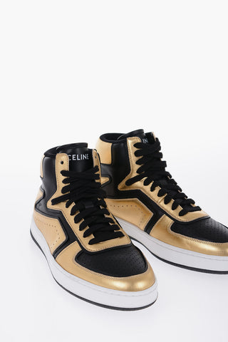 Metallized Leather High-top Sneakers