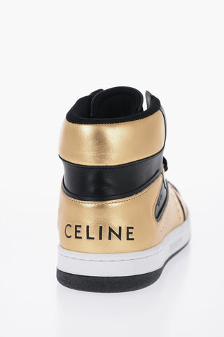 Metallized Leather High-top Sneakers