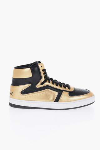 Metallized Leather High-top Sneakers