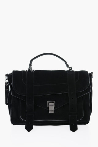 Borsa a Spalla in Suede a Tinta Unita 
