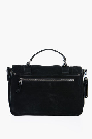 Borsa a Spalla in Suede a Tinta Unita 