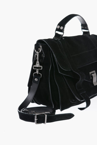Borsa a Spalla in Suede a Tinta Unita 