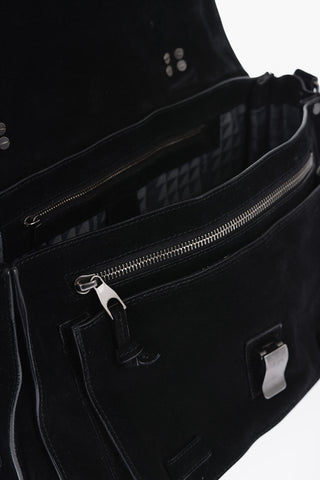 Borsa a Spalla in Suede a Tinta Unita 