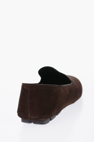 Suede Leather Loafers With Logo