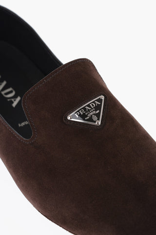 Suede Leather Loafers With Logo