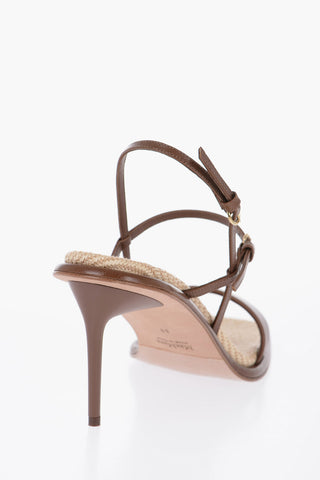 Leather Sandals With Strap Heel 8 cm