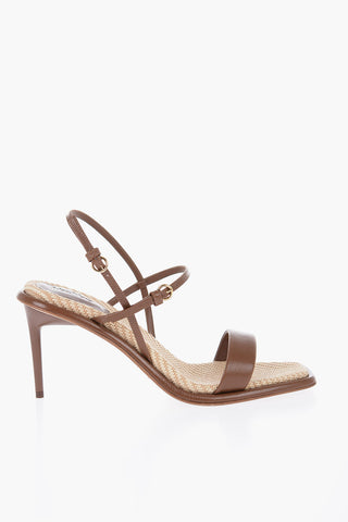 Leather Sandals With Strap Heel 8 cm