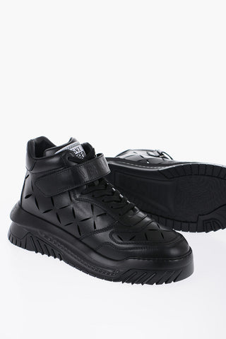 Sneakers High-Top In Pelle Con Cutouts