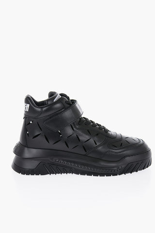 Sneakers High-Top In Pelle Con Cutouts