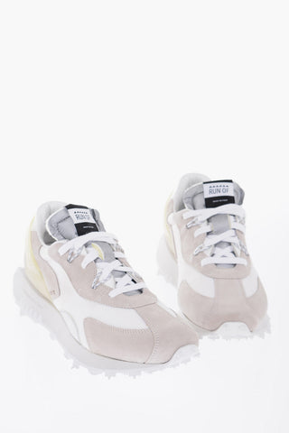 Two-Tone Mesh Leather Low-Top Sneakers