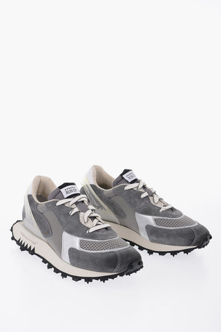 Sneakers Basse in Pelle Bicolore In Mesh