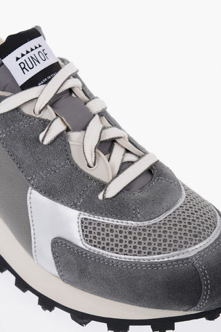 Sneakers Basse in Pelle Bicolore In Mesh