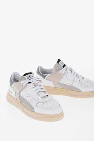 Two-Tone Perforated Leather Low-Top Sneakers