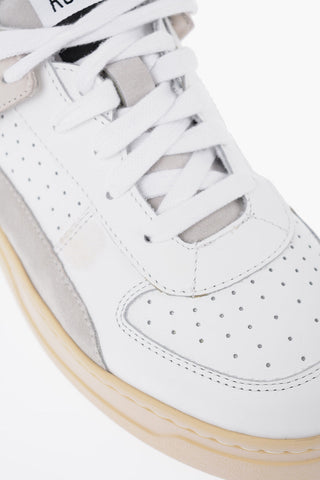 Two-Tone Perforated Leather Low-Top Sneakers