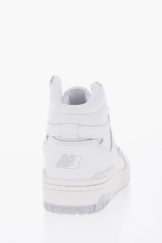 Solid Color Leather High-Top Sneakers