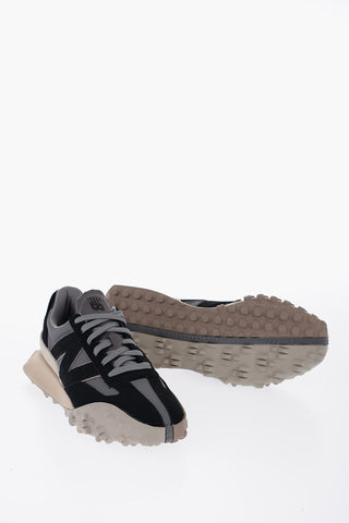 Contrasting Sole Suede and Leather Low-Top Sneakers