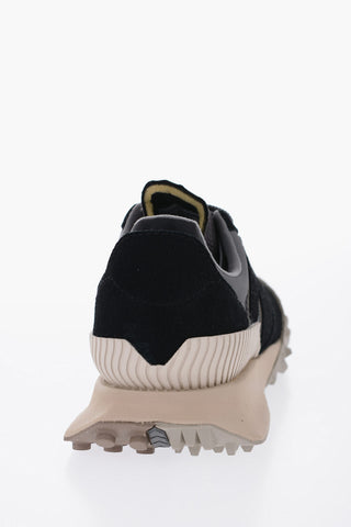 Contrasting Sole Suede and Leather Low-Top Sneakers