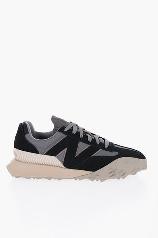 Contrasting Sole Suede and Leather Low-Top Sneakers