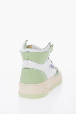 Sneakers Alte in Pelle Bicolore con Lacci a Contrasto