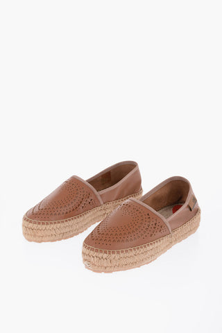 LOVE Leather Espadrilles with Laser-Cut Details