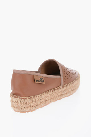 LOVE Leather Espadrilles with Laser-Cut Details