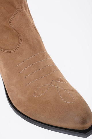 Suede Leather Western Boots Heel 6cm