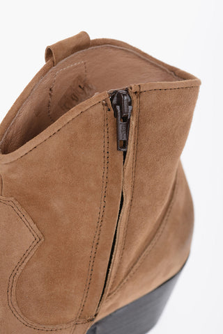 Suede Leather Western Boots Heel 6cm