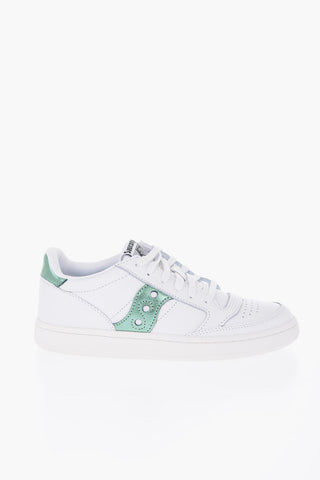 Leather JAZZ COURT Low-Top Sneakers with Metallized Detail