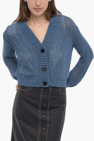 Openwork Braided Cropped Cardigan