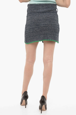 Lurex Mini Skirt CHIARA with Front Pockets and Decorative Buttons