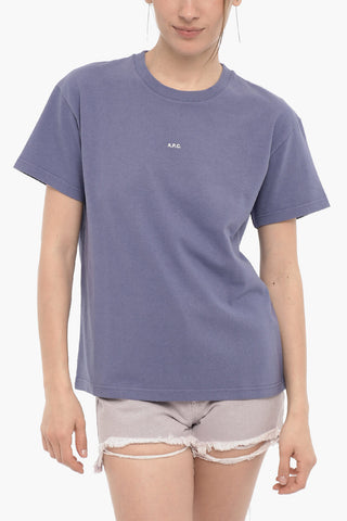 Solid Color Crew-neck T-Shirt with Printed Logo