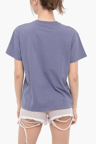Solid Color Crew-neck T-Shirt with Printed Logo