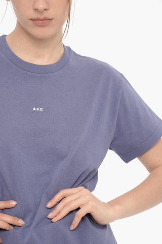 Solid Color Crew-neck T-Shirt with Printed Logo