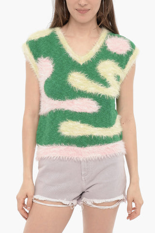 V-Neck Sleeveless Furry Sweater