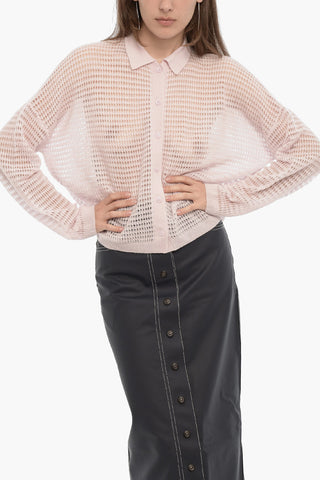 Openwork Cashmere VIVIANA Sweater with Polo Neck