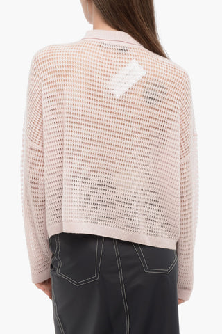 Openwork Cashmere VIVIANA Sweater with Polo Neck