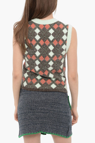 WALES BONNER Argyle Motif V-Neck Sleeveless UNISEX Sweater