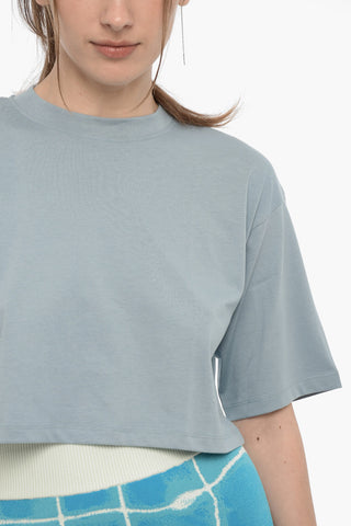 Solid Color GUPO Cropped Crew-Neck T-shirt