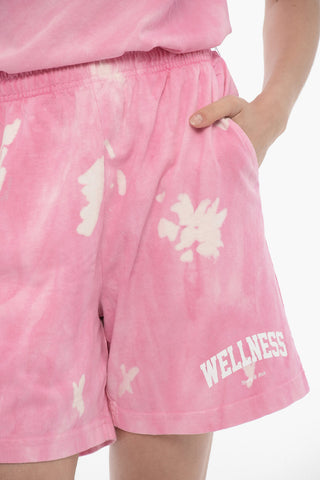 Drawstring Waist Acid Wash Effect Shorts
