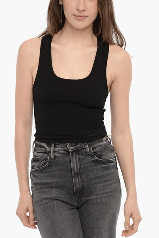 Ribbed Stretch Cotton Cropped Tank Top