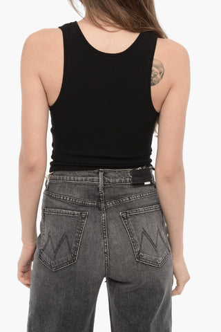 Ribbed Stretch Cotton Cropped Tank Top