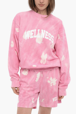 Felpa Girocollo Effetto Acid-Wash con Stampa sul Fronte