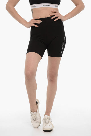 Side Print Logo Cotton Biker Shorts