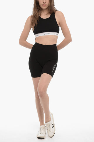 Side Print Logo Cotton Biker Shorts