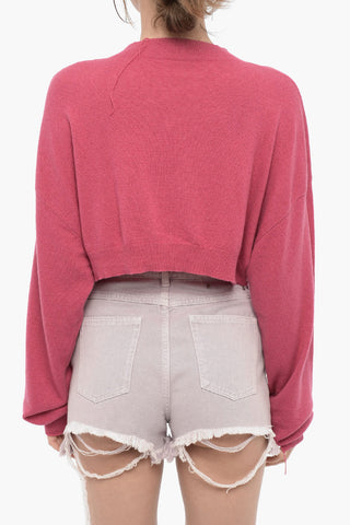 Maglia a Collo Alto in Misto Cashmere Crop