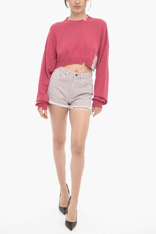 Cropped Turtleneck Cashmere Blend Sweater